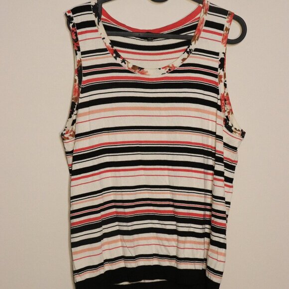 Talbots 2-piece, vest and long sleeved sweater, striped vest and pink black, L - Picture 3 of 6